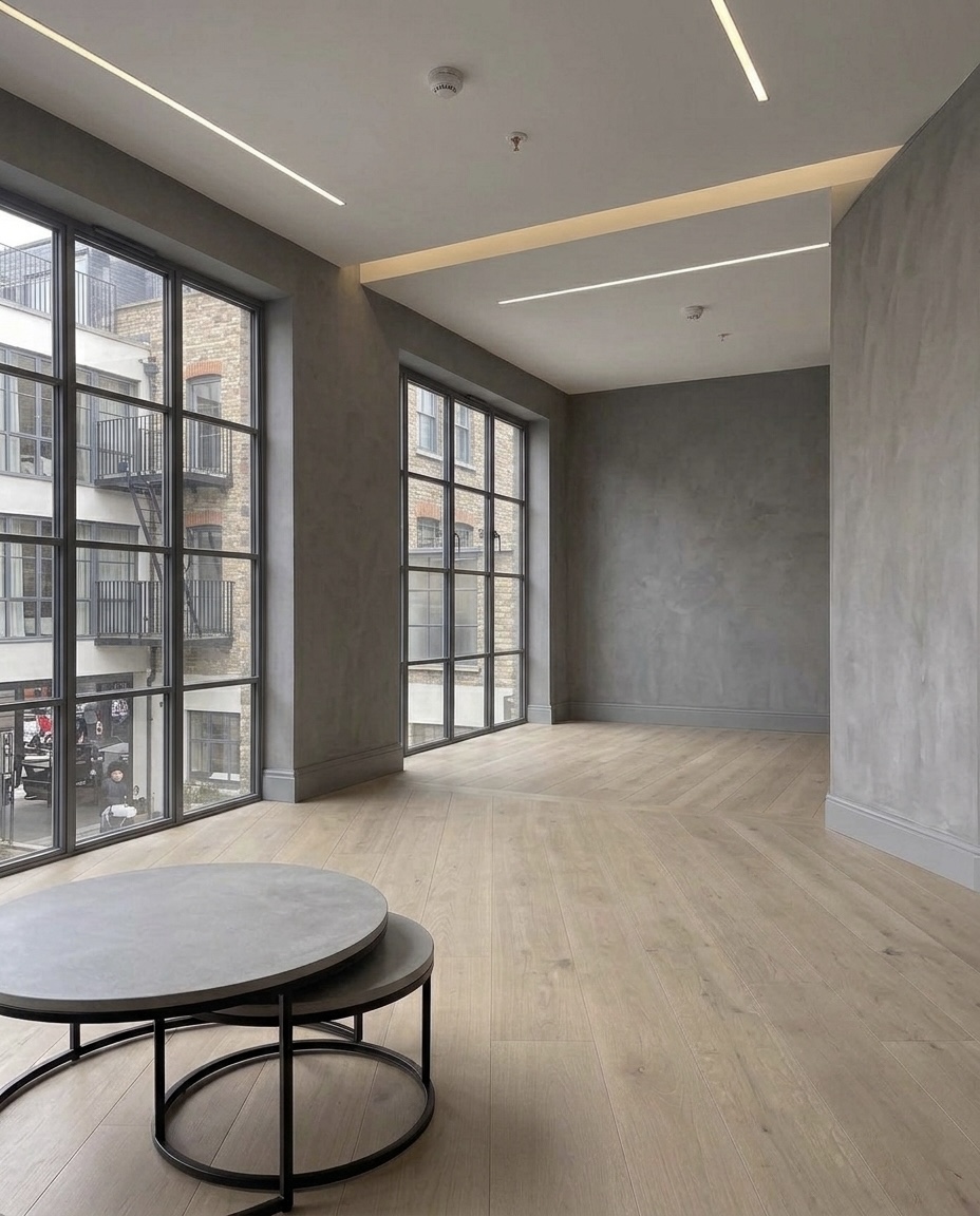 Pale contemporary oak flooring in a Clerkenwell, London home
