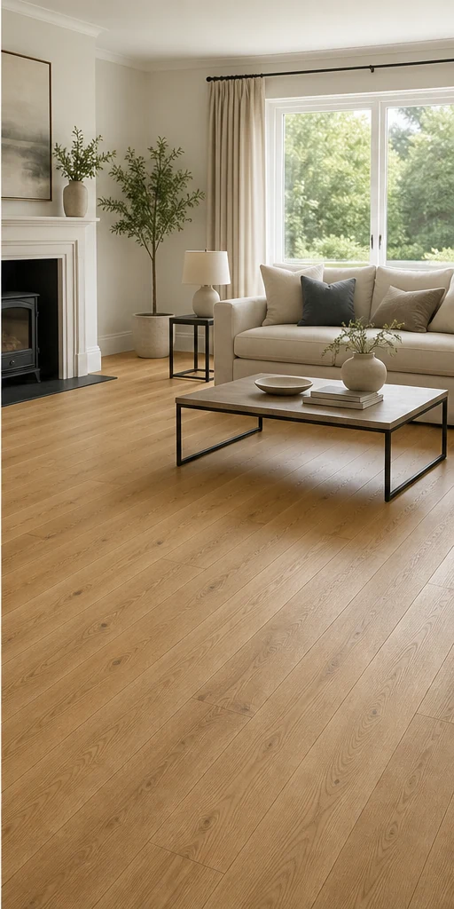 Ashford Natural Oak Brushed Engineered Wood fitted in a room