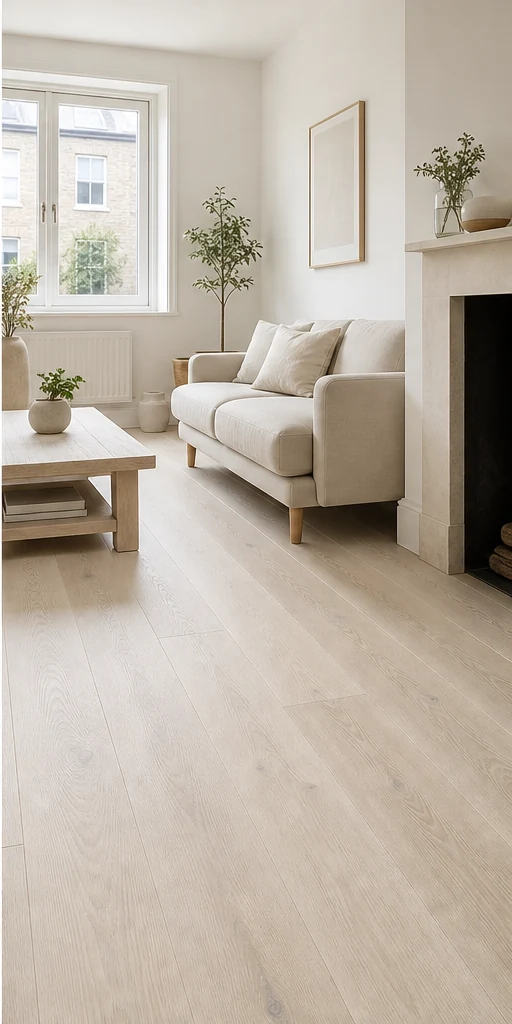 Brighton White Oak Matt Engineered Wood fitted in a room